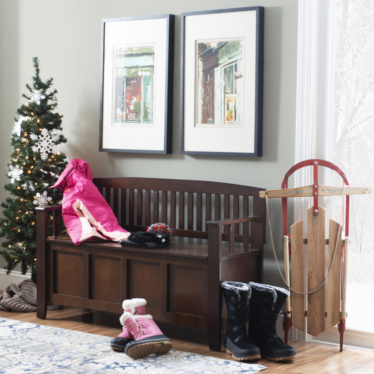 Flip top entryway store storage bench